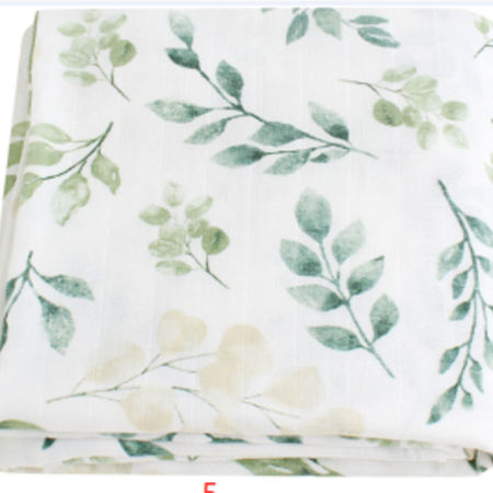 Swaddle Blankets Bamboo Cotton - Water Leaves