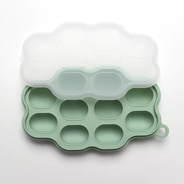 Silicone Frozen Food Tray - 10 Compartments Preparing food for you little ones made easy with our silicone food trays. These 10 compartment moulds make the perfect portion. Simply fill the moulds and pop it in the freezer of fridge. Sizing pairs perfectly with our silicone feeders. Made from food grade silicone, easy to clean and dishwasher safe. You can use for food storage or as a nipple tray for your little ones to explore new foods. Perfect for purees or water. 