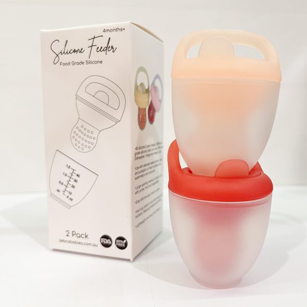 Silicone feeder 2 pack baby silicone feeding pacifier pink blue fruit feeder