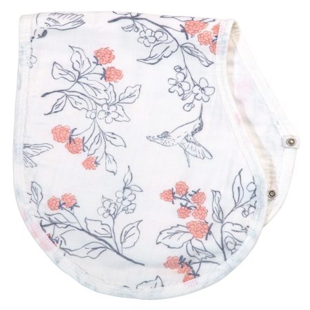 Burp Cloth, Bib Organic Bamboo Cotton - Floral Blush