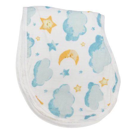 Burp Cloth, Bib Organic Bamboo Cotton - baby boy cloud and moon soft baby burp cloth