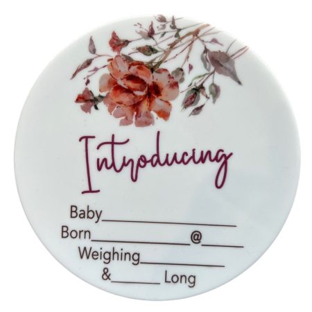 Birth Announcement Plaques - Sunflowers Earth Side Announce baby in an extra special way with our birth announcement plaques. Babies name, date, eeight, time and length. These beautiful keepsakes can we drawn on with a Ultra fine point permanent marker or whiteboard marker.Our designs are exclusive to Zebra Babies and are our original digital design. Made from quality 15cm round and 3mm thick Acrylic. All discs are designed to be ready as a sentence, EXAMPLE: Baby Luca John Smith, Born 30/11/21 @ 5:59pm weighing 6 lb 7 oz & 53cm long. Quality Australian handmade Sourcing all metalials in Australia and supporting other small Australian businesses Our prints will not rub off peel or transfer. This Product is not a toy and should be kept out of reach of children. Hot Tip: We have tested and Permanent marker can be easily removed with hand sanitiser that has an alcohol content over 75% making them reusable for next bub or erase a mistake. This will not affect or rub the print off.