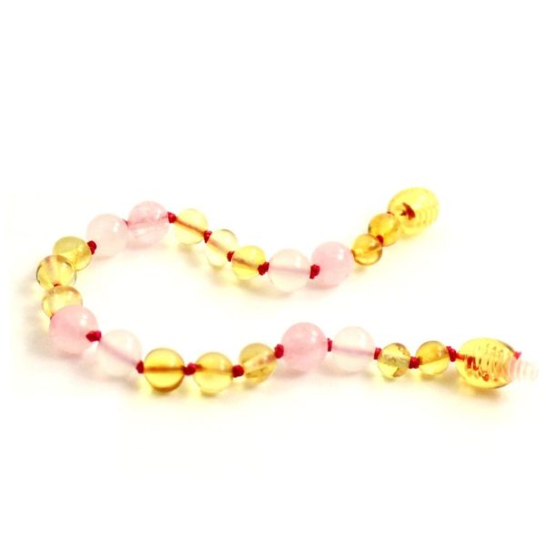 Amber Bracelet Lemon Mix & Rose QuartzII | Baby 14cm