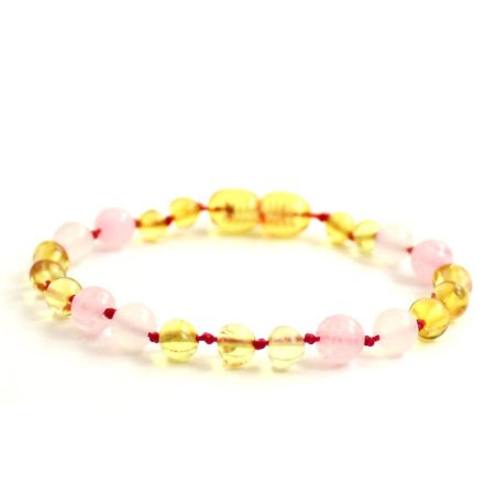 Amber Bracelet Lemon Mix & Rose QuartzII | Baby 14cm