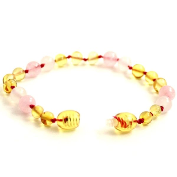 Amber Bracelet Lemon Mix & Rose QuartzII | Baby 14cm