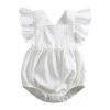 Linen Ruffle Romper - White Our adorable baby linen ruffle romper