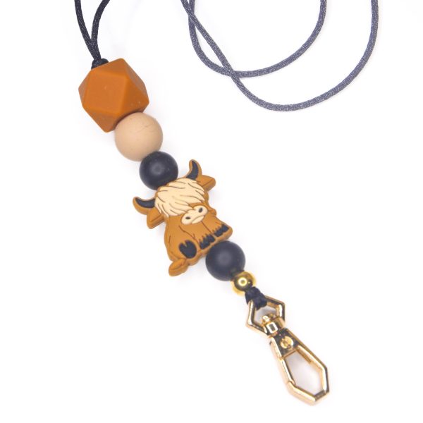 Highland cow Silicone Bead Keychain silicone bead lanyard - Highland Cow