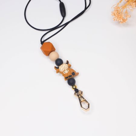 Silicone Bead Lanyard – Highland Cow