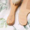 Baby brush set made from beechwood and goat hair personalised with baby name