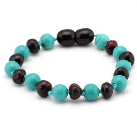 Amber Bracelet Cherry & Turquoise | Baby 14cm