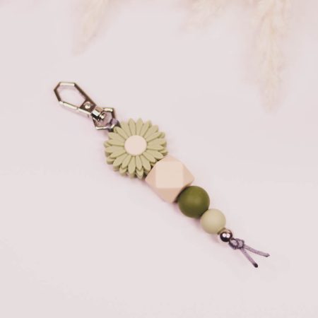 Silicone Bead Keychain - Daisy Sage