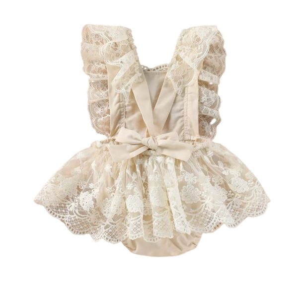 lace romper cream with delicate embroidered lace design