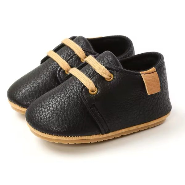 Casey Lace Up Shoes - Black Step into style with our adorable lace up tan baby shoes