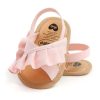 Rosalie Ruffle Baby Shoes - Pink Step into summer with our adorable pink baby sandals adorned with charming ruffles