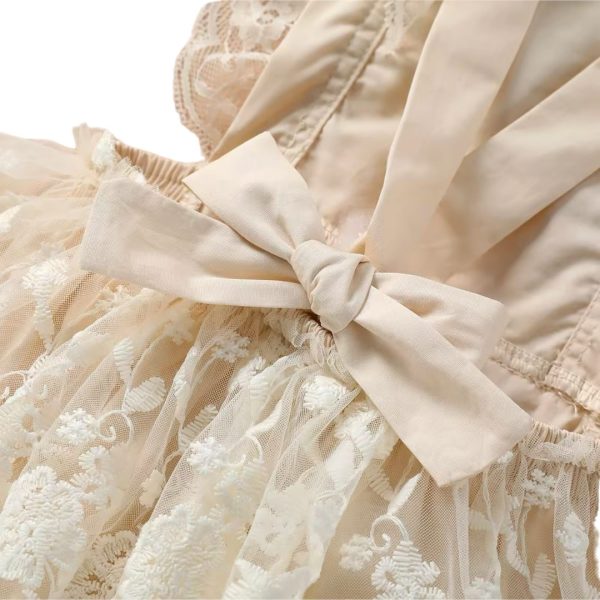 lace romper cream with delicate embroidered lace design