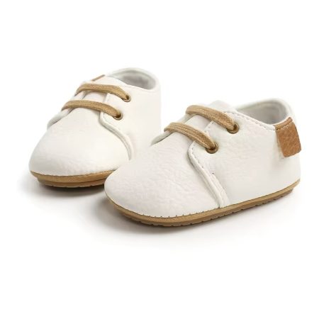 Casey Lace Up Shoes - White Step into style with our adorable lace up tan baby shoes