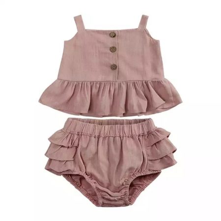 Linen Ruffle Set Pink
