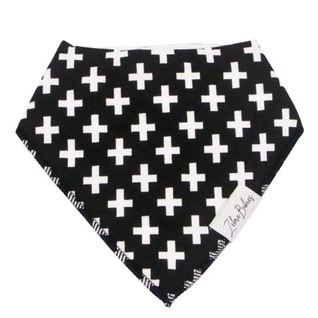 Dribble Bib Bandana Bib - Black and White Crosses